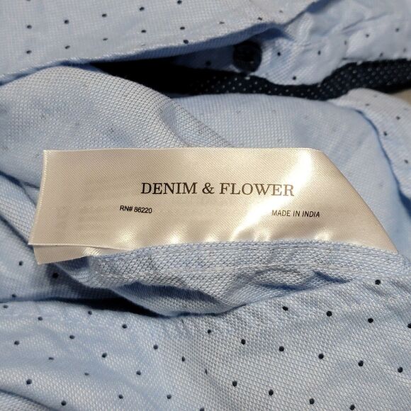 Denim And Flower Ricky Singh Shirt Mens Med Button Up Long Sleeve Blue Polka Dot - Picture 6 of 8